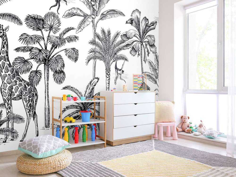 Djungel med tropiska djur