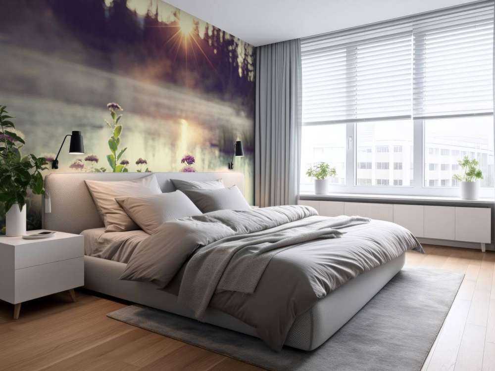 Förångande sjö med blommor