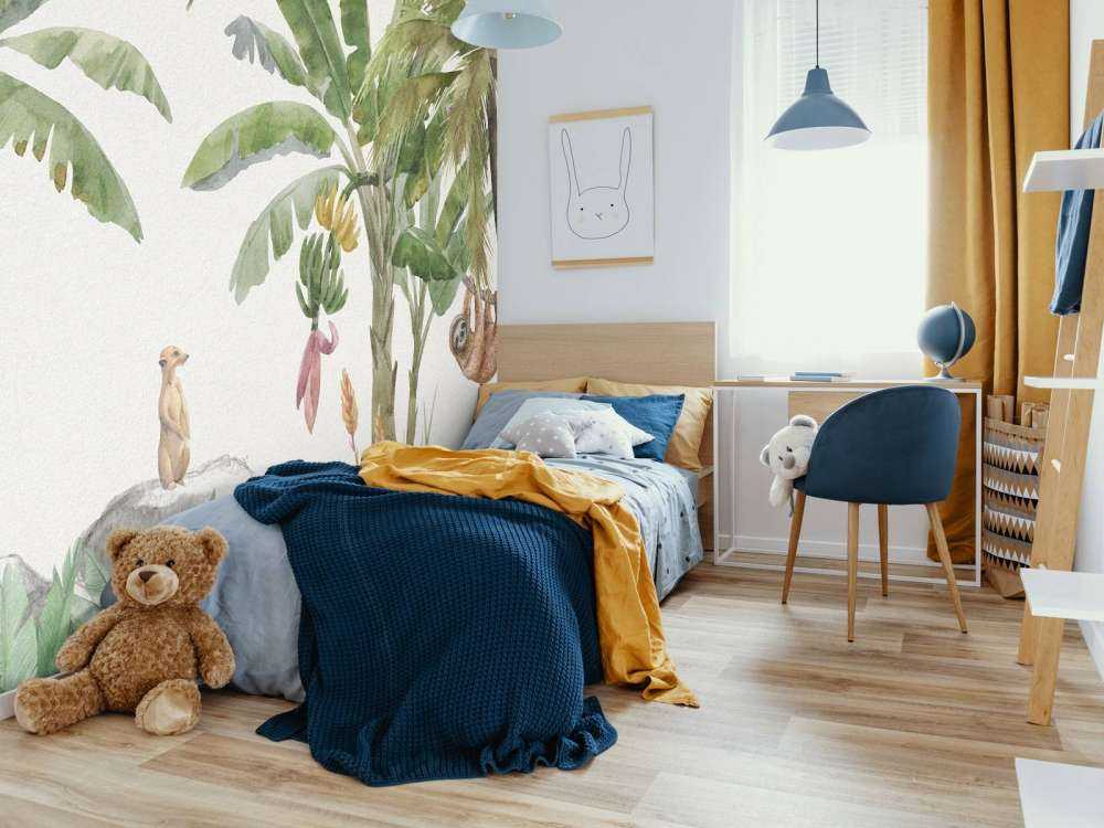 Djungel med färgglada djur