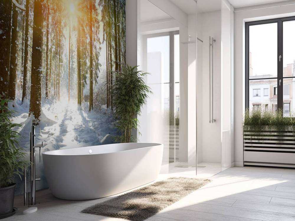 Solljus i vinterskog