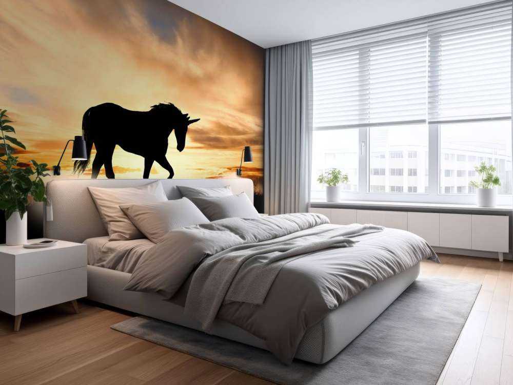 Enhörning siluett i solnedgången