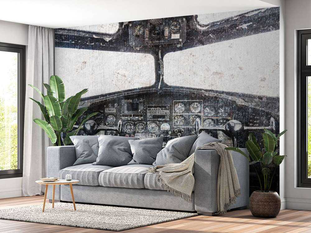 Vintage flygplans cockpit