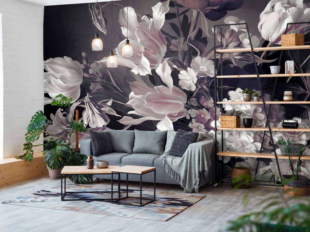 Bukett med lila tulpaner