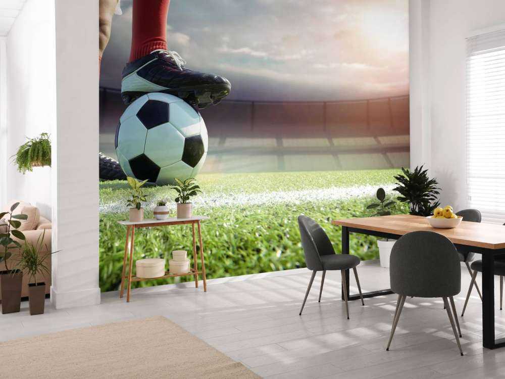 stadion med fotbollsspelare