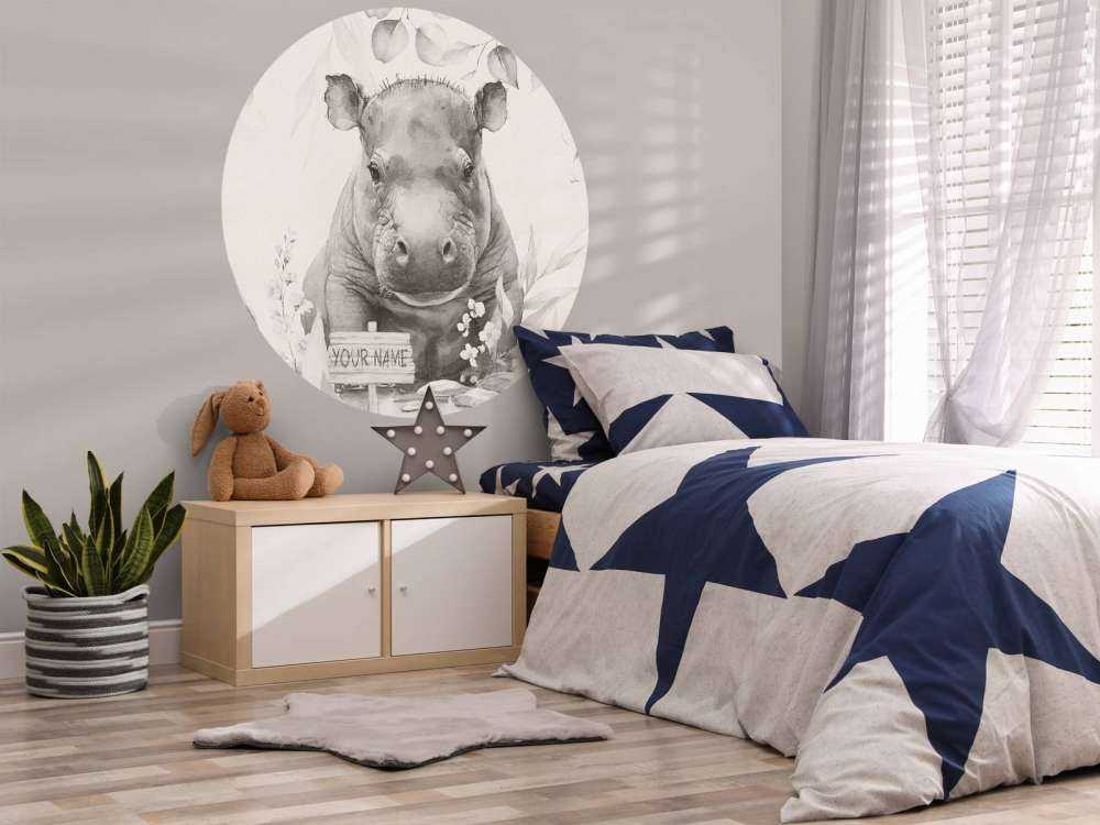 Flodhästbebis i djungeln beige