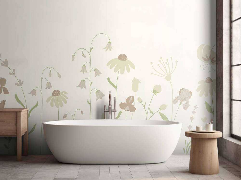 Blomsterfält hög beige med gammelrosa