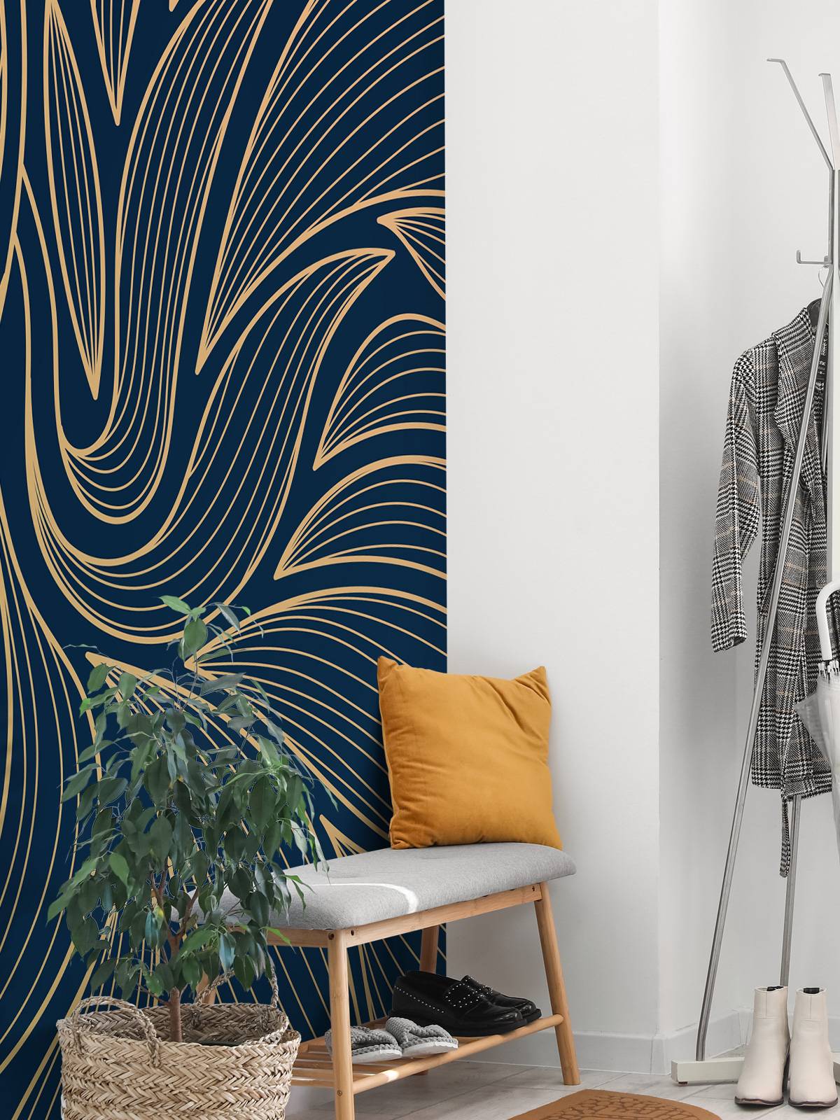 Art deco blommor blå
