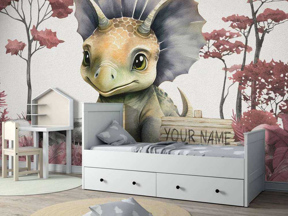 Baby triceratops i den rosa djungeln