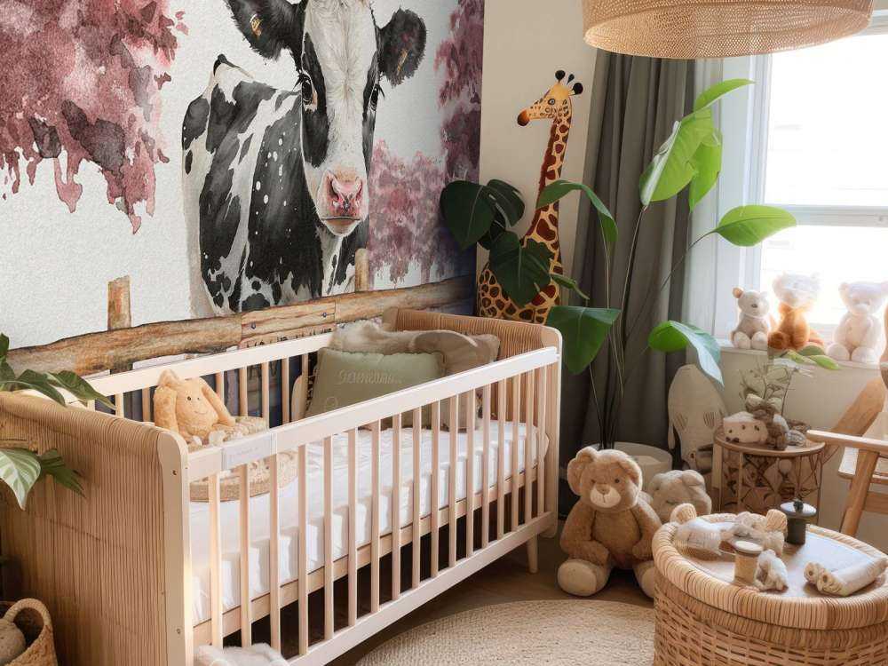 Ung ko på en äng rosa