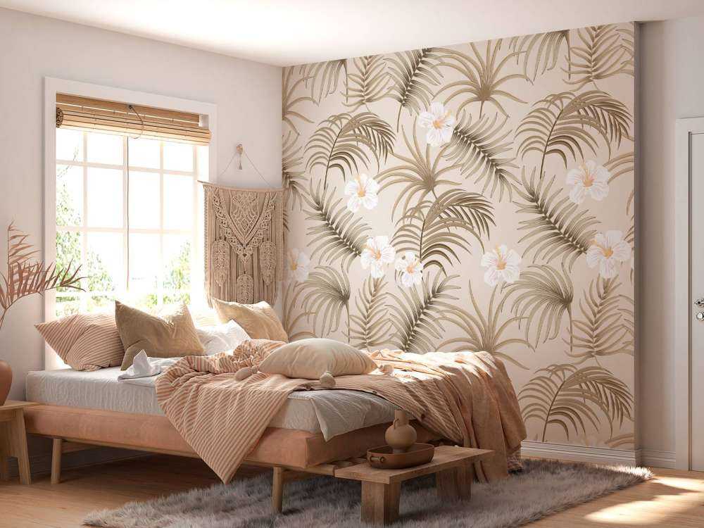 Palmetreblader og blomster