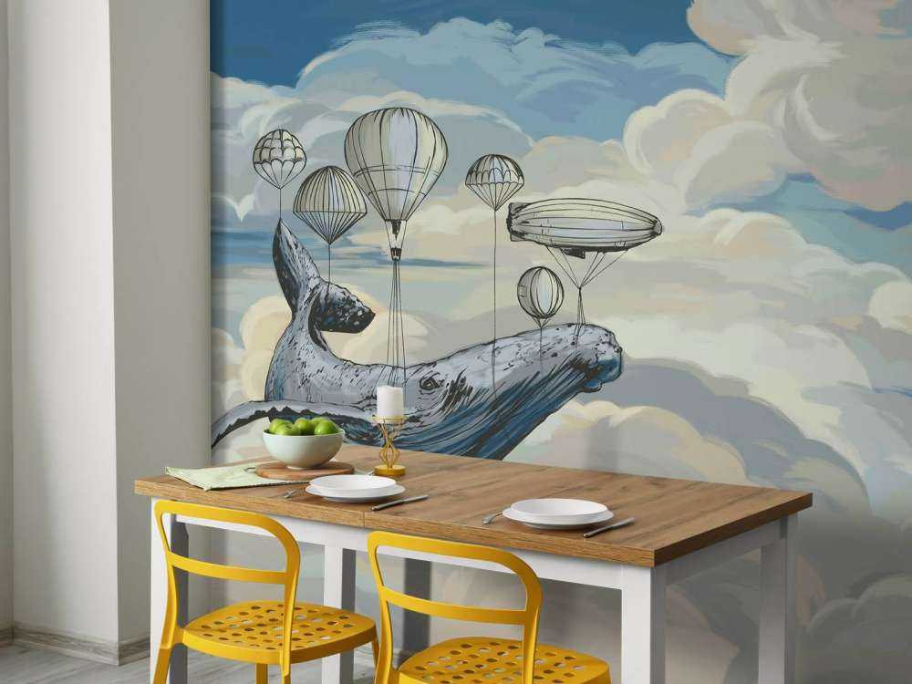 Varmluftsballonger med en hval