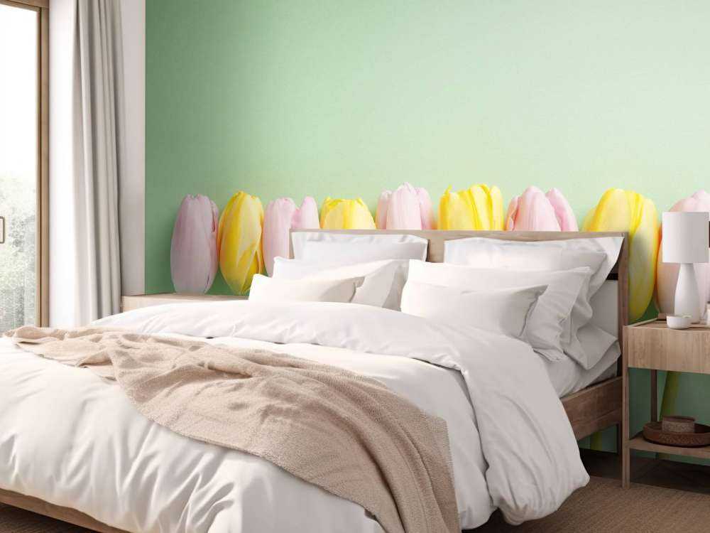 Små tulipanner på mintgrønne