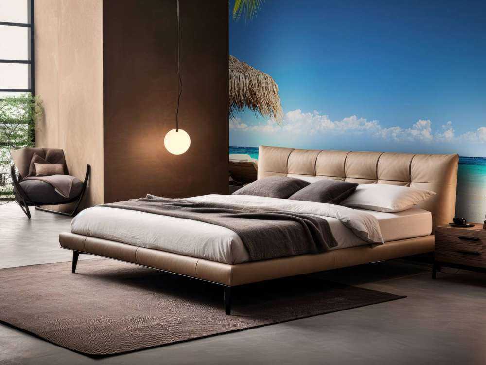 Stoler og parasoll på tropisk strand