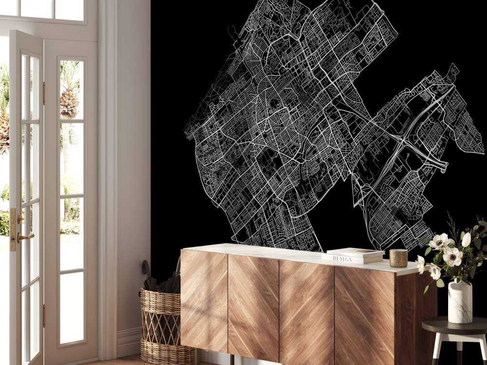 Kart over Haag, svart