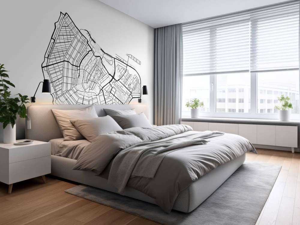 Amsterdam sentrumskart, hvitt