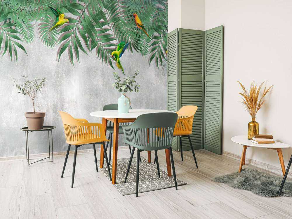 Tropiske blader og parakitter