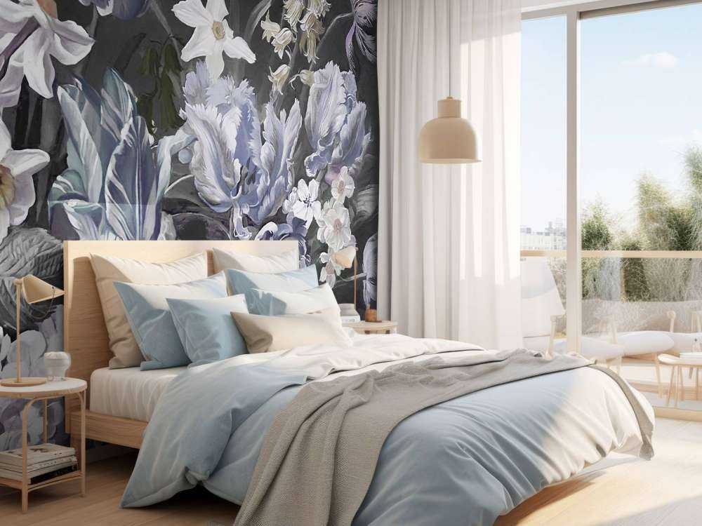 Bukett med blå pioner