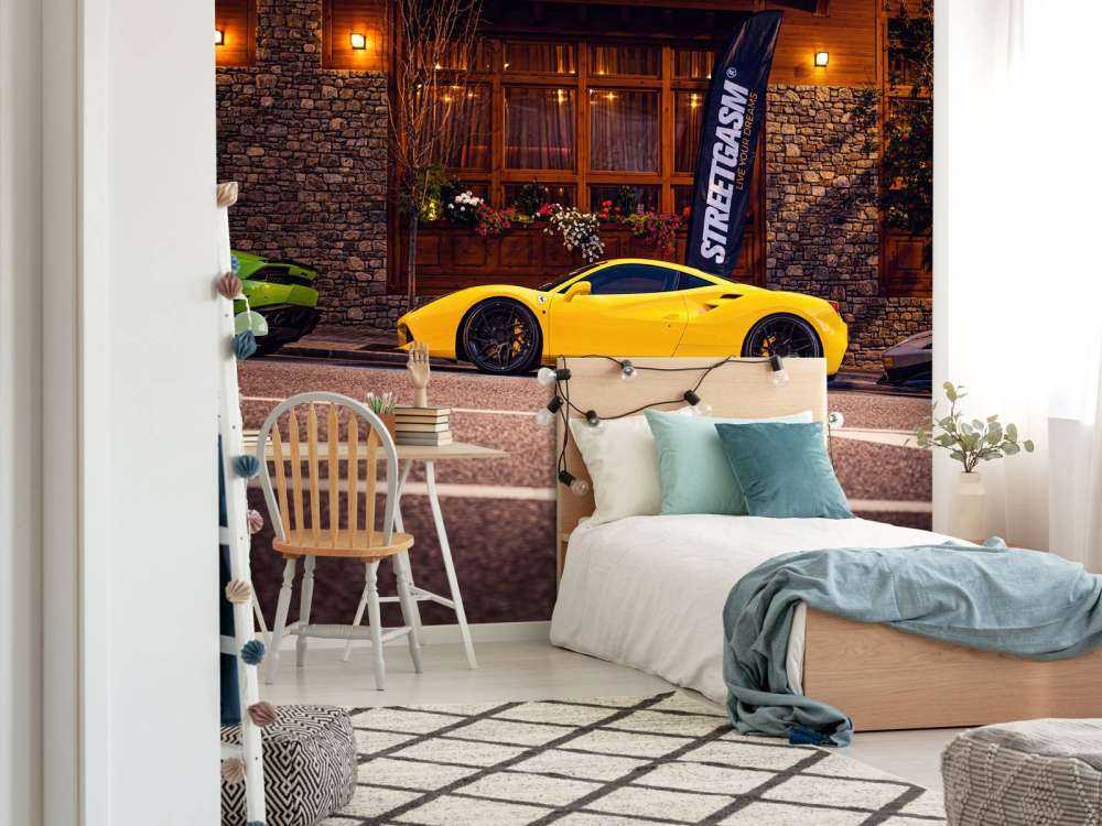 Eksklusive biler ved trehytte