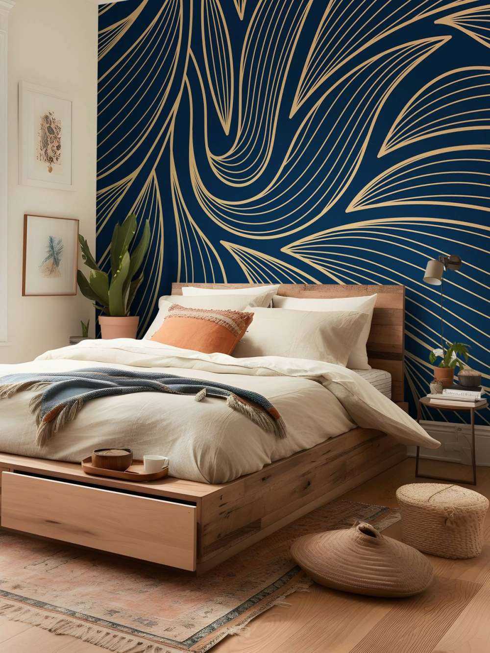 Art deco blomster blå