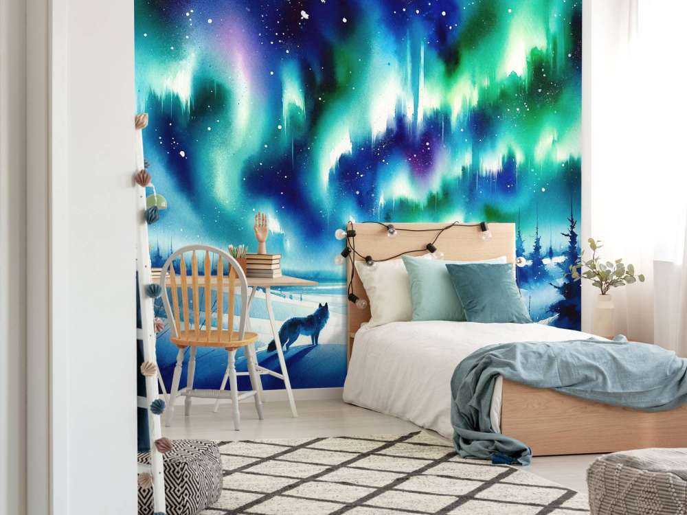Fjellrev og Nordlys