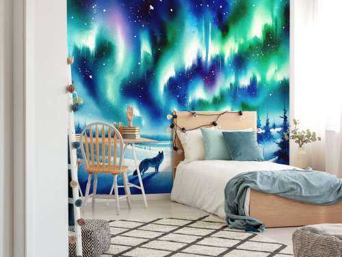 Fjellrev og Nordlys