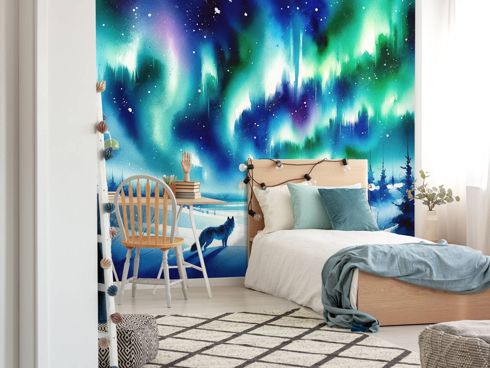 Fjellrev og Nordlys