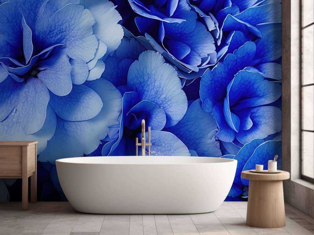 Nærbilde av blå hortensiaer