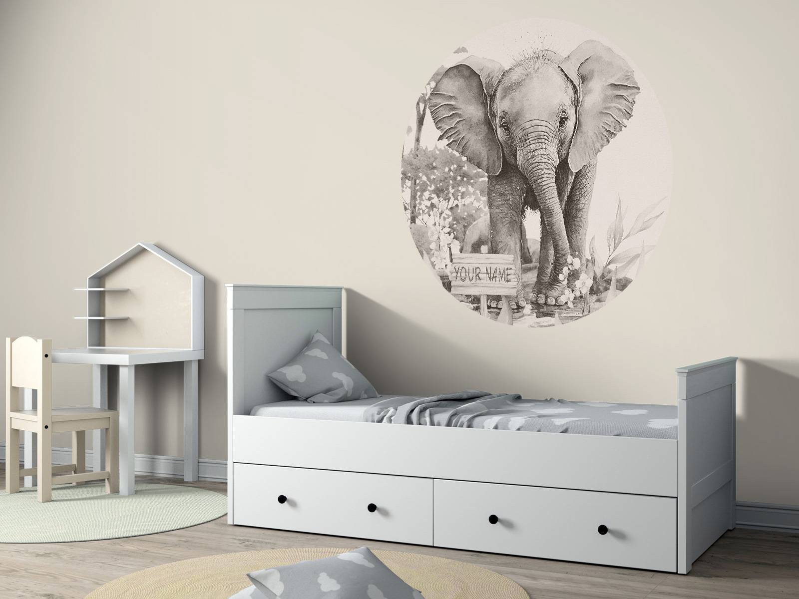Elefantunge i jungelen beige