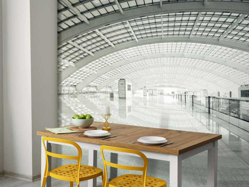 Moderne hall med avrunding