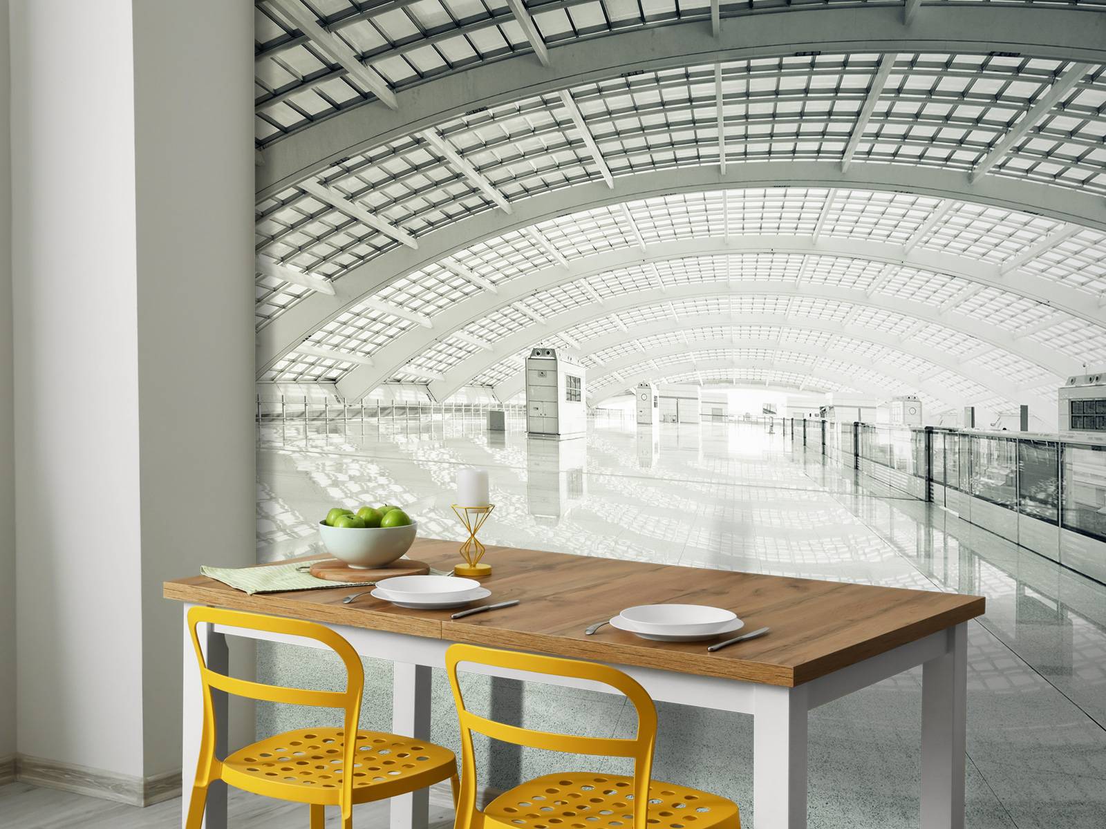 Moderne hall med avrunding