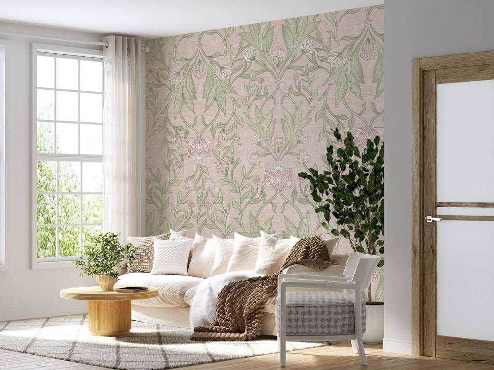 Morris blomsterdamask - pastellrosa