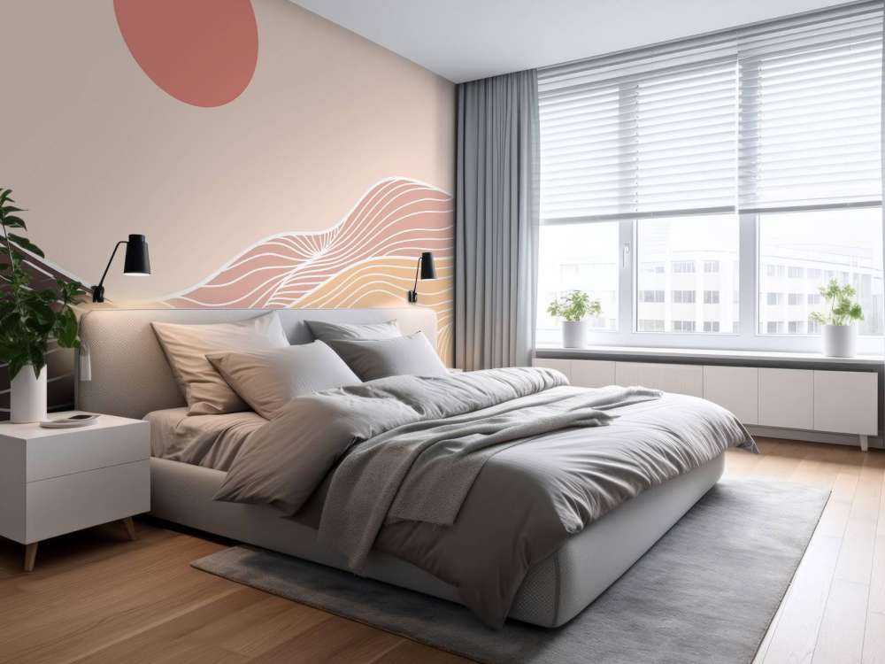 Lineart fjell med solen