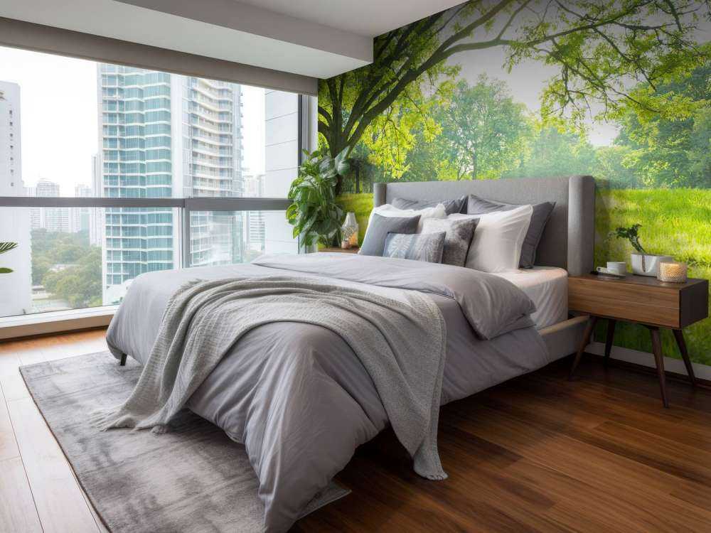 vakret tre med grønt gress