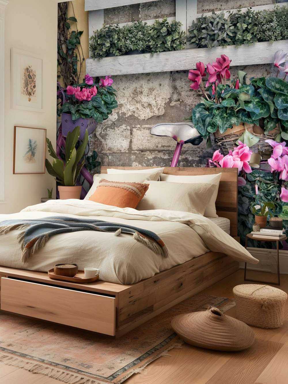 Vintage sykkel med blomster