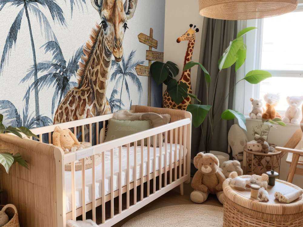 Baby-giraf i den blå jungle