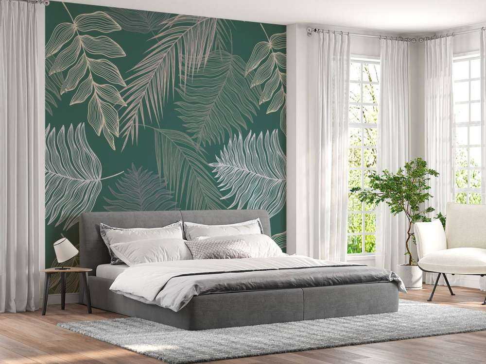 Palmeblad på grøn baggrund