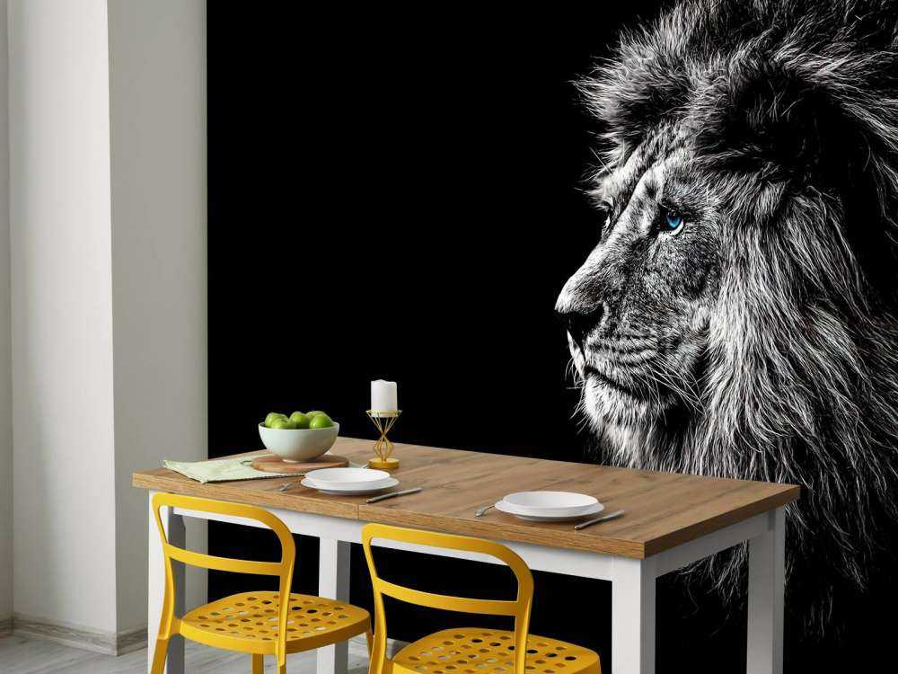 Løve med blå øjne