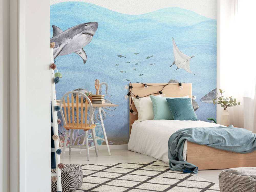 Undervandsverden med hajer