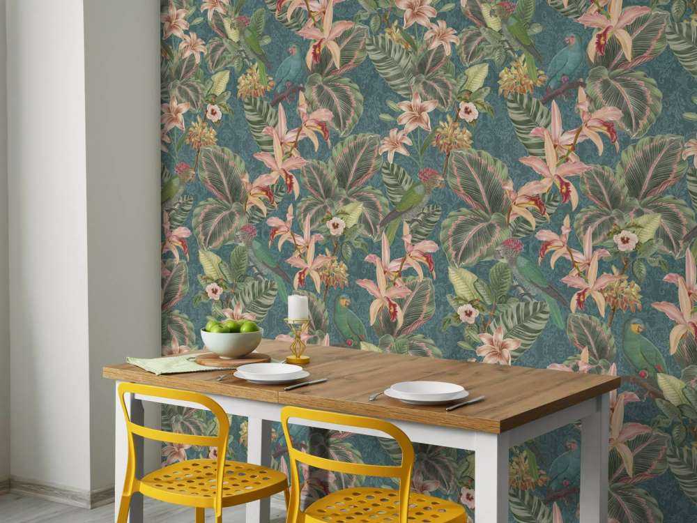 Tropiske junglefugle og papegøjer - turkis