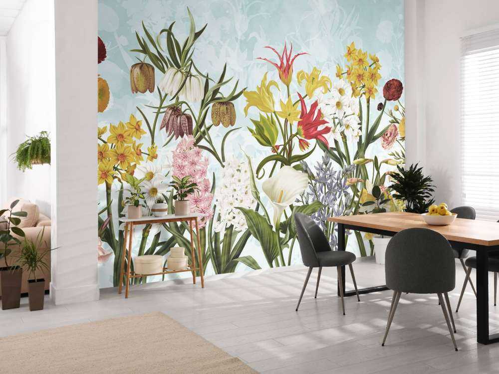 Forår Blomster - Blød Aqua Brise