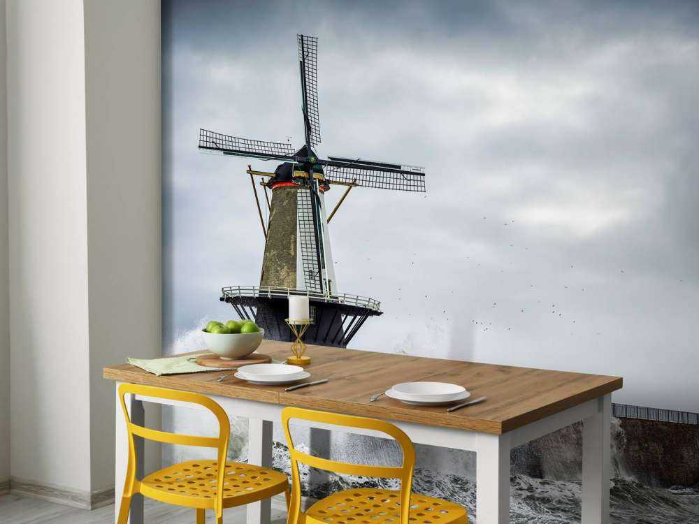 Mølle med stormbølger