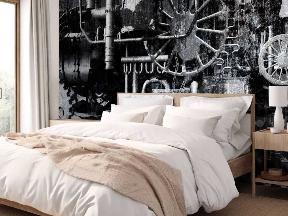 Gammelt maskinrum på et tog