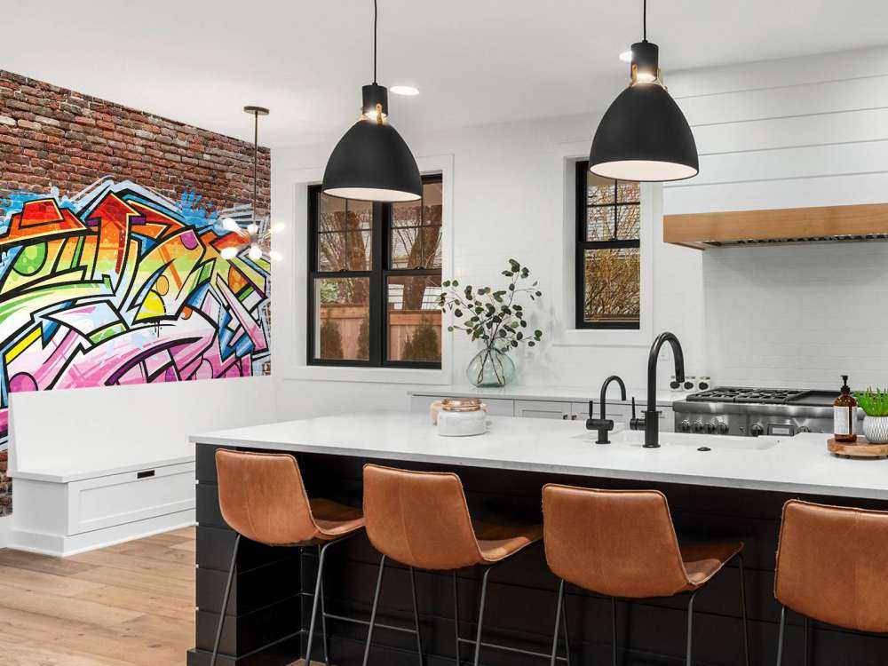 Graffiti på røde mursten