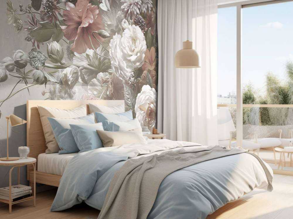 Stort buket med valmuer Creme