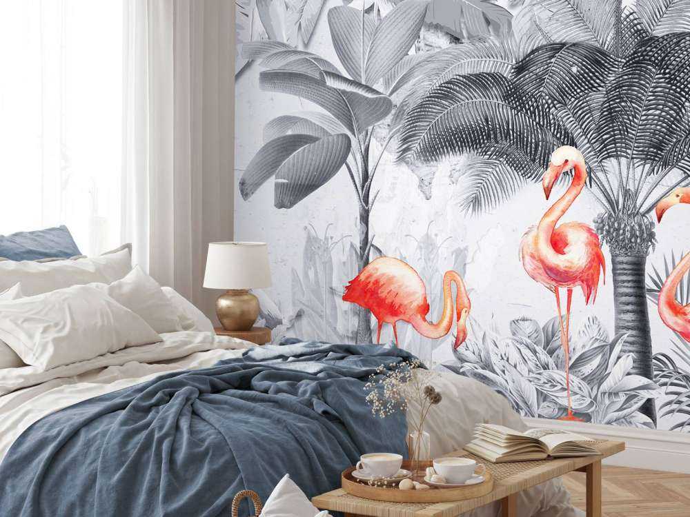 Djungel med flamingos