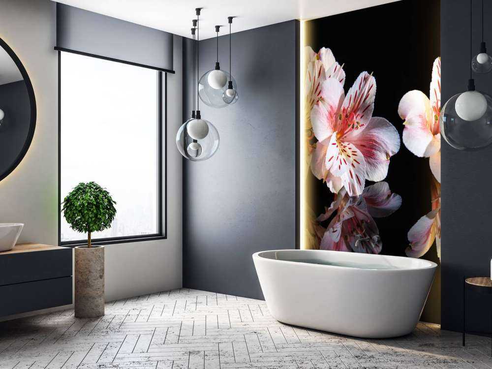 Alstroemeria blommar med reflektion