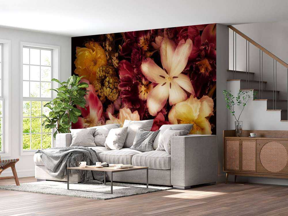 Vacker och färgglad blomsterkrans