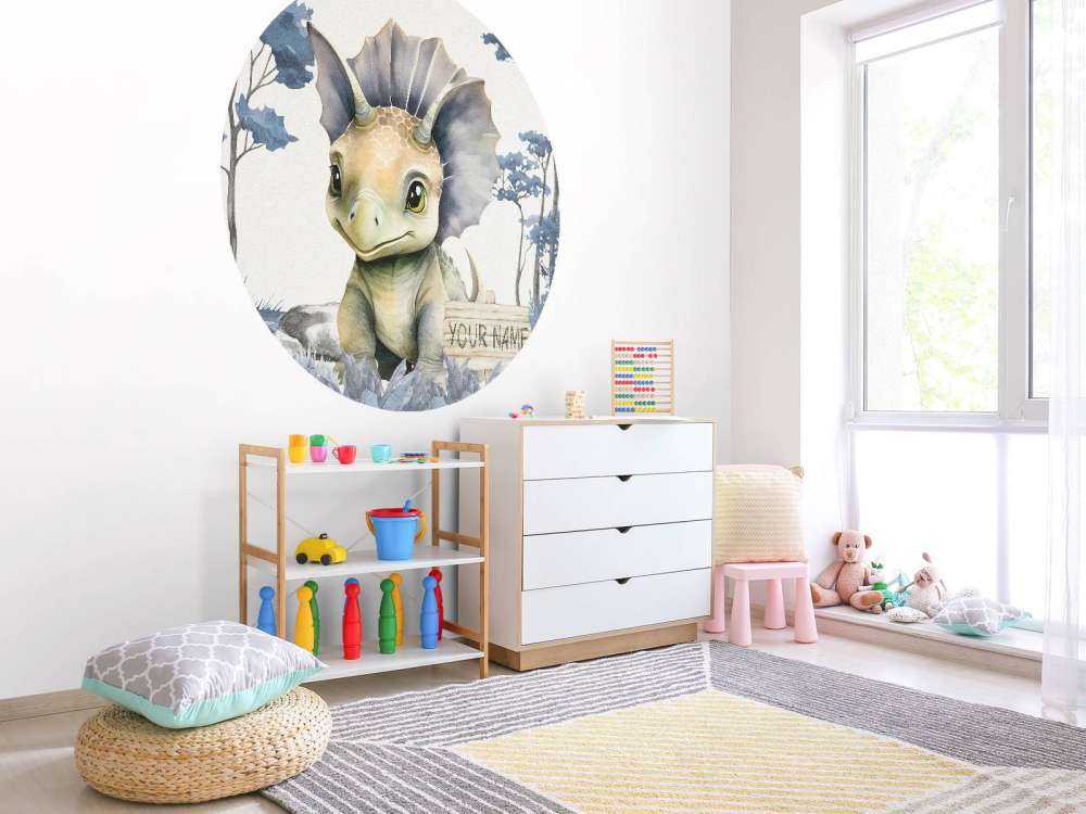 Baby triceratops i den blåa djungeln