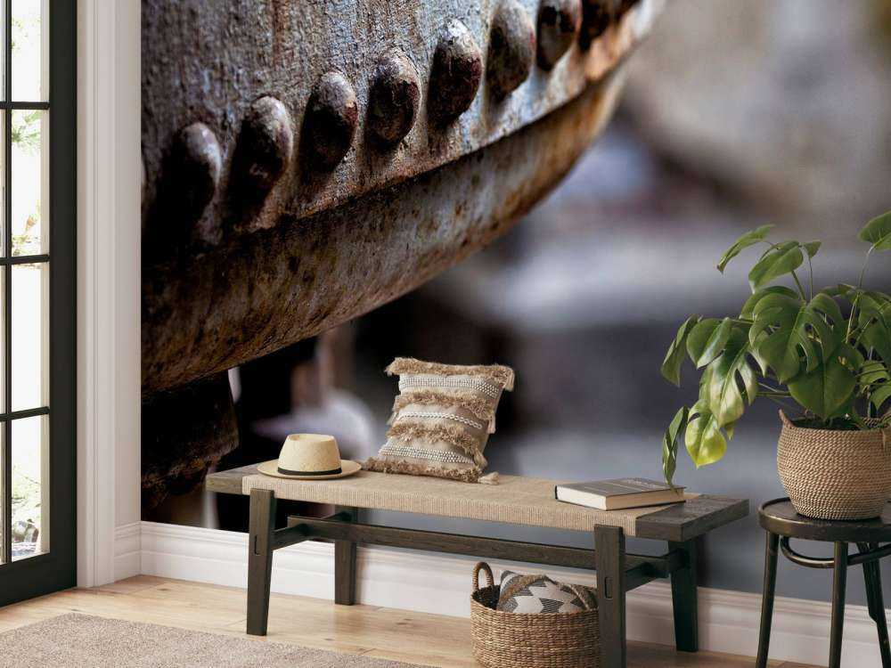 Detalj av en rostig ångpanna