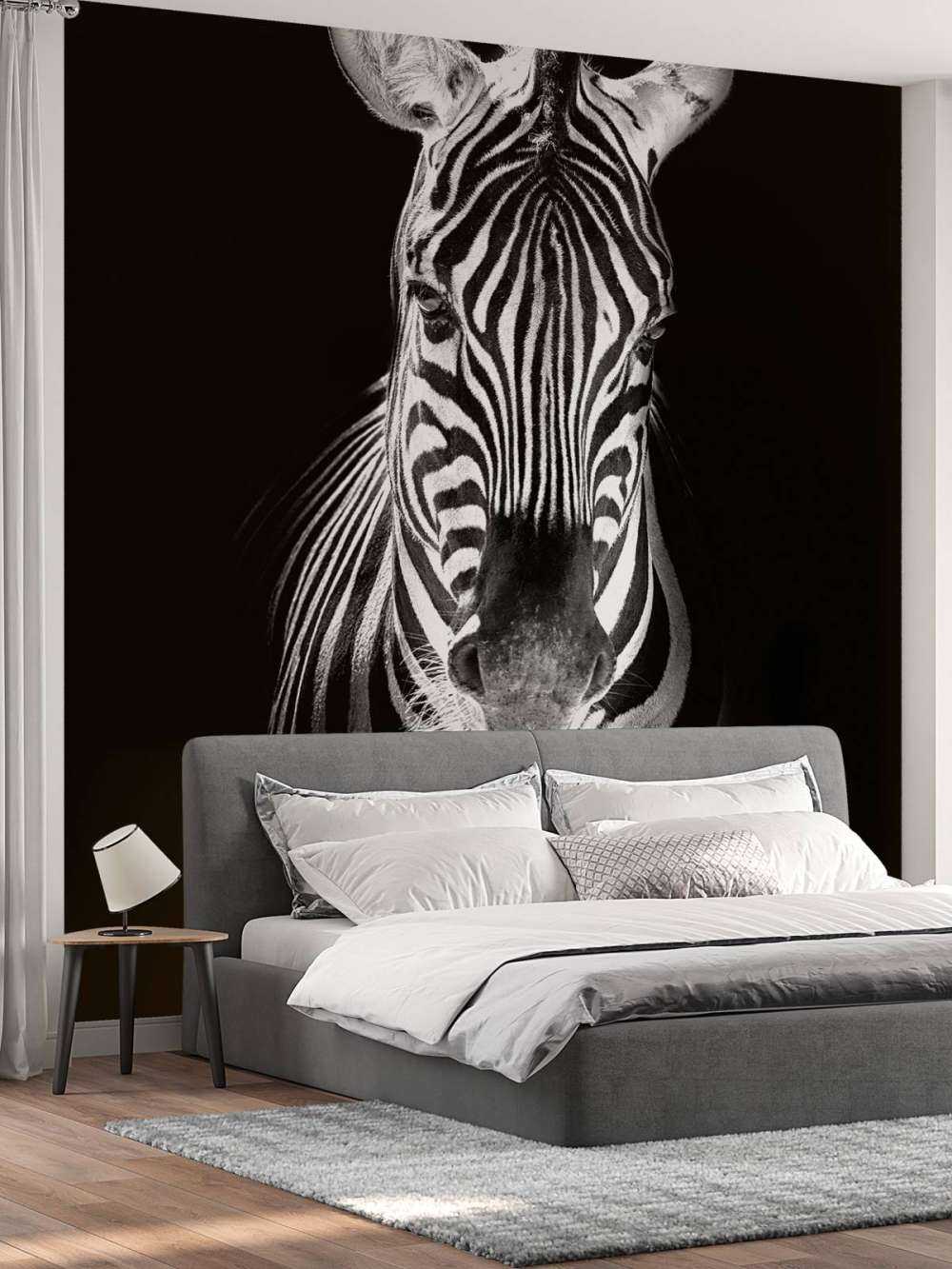 Nærbilde sebra svart og hvitt